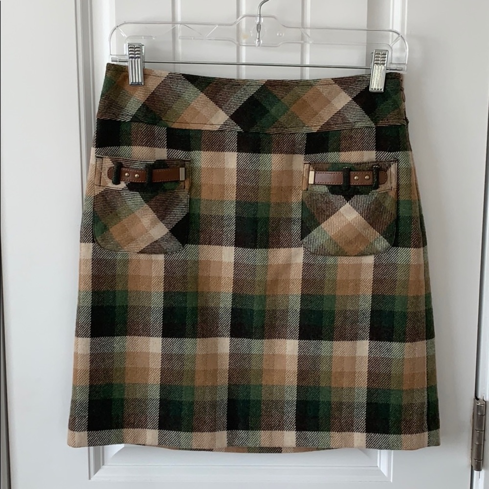 Loft plaid wool skirt